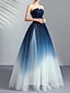 ieftine Rochii lungi / Găleți-Rochii de Promenadă A-Line Ombre Rochie de Seară Plisată Formală Masquerade Lungime la Podea Fără Mâneci Fără Umeri Tulle cu