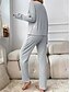 preiswerte Damen Nachtwäsche und Loungewear-Damen Schlafanzug Hausanzug 2 Stück Brautkleider schlicht Einfarbig Patchwork Knopf T Shirt Hose Heim Langarm U-Ausschnitt Schwarz Rosa Hellgrau Frühling Herbst Winter Reguläre Passform