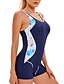billiga One-piece-baddräkter-Dam Badkläder En bit Monokini Baddräkt Öppen rygg Magkontroll Hög midja Smal Semester Standkläder Färgblock U-hals Ärmlös Baddräkter