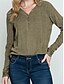 abordables Tops Sencillos para Mujeres-Mujer Camiseta Plano Moda Moderno Casual Manga Larga Escote en Pico Tops regulares Diario Fin de semana Negro Verde Ejército Verano Primavera