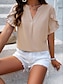 abordables Tops de Trabajo para Mujeres-Mujer Camisa Blusa Color sólido Básico Casual Manga Corta Cuello con muescas. Tops regulares Diario Volante Rosa Azul Piscina Caqui Verano