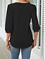 preiswerte Damen Einfache Oberteile-Damen Hemd Bluse Feste Farbe Basic Brautkleider schlicht 3/4 Ärmel Rundhalsausschnitt Normale Oberteile Täglich Rüschen Schwarz Weiß Rosa Sommer Frühling