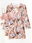 voordelige 3-delige bikiniset-Dames Zwemkleding Bikini Driedelig Brutaal Zwempak Blote rug Slank Vakantie Strand Kleding Bloemig V-hals Lange mouw Badpakken