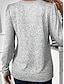 billige Enkle bluser-dame pullover afslappet almindelig street dailywear rund hals knapper lange ærmer sølv efterår vinter