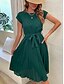 baratos Vestidos para o trabalho-Mulheres Vestido midi Vestido casual Vestido A Line à moda Básico Casual Férias Diário Normal Tecido Sem Manga Gola Redonda Rosa Verde Verão Primavera