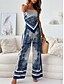 お買い得  レディースブラウススーツ-女性用 ファッション ストリートファッション 日常 キャミソール ワイドレッグパンツ ノースリーブ ストラップ フラワー カラーブロック プリント カジュアル 日常 ブルー ベージュ 夏 レギュラー