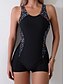 billiga One-piece-baddräkter-Dam Badkläder En bit Monokini Baddräkt Öppen rygg Magkontroll Hög midja Smal Semester Standkläder Grafisk U-hals Ärmlös Baddräkter