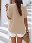 abordables Tops de Trabajo para Mujeres-Mujer Camisa Blusa Color sólido Básico Casual Manga Corta Cuello con muescas. Tops regulares Diario Volante Rosa Azul Piscina Caqui Verano