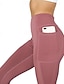 baratos Leggings e collants para ioga-Mulheres Calças de ioga Leggings de ioga Patchwork Bolsos Básico Compressão abdominal Butt Lift Cintura Alta Ioga Treino de Ginástica Pilates Leggings Cortadas Meia-calça Moderno Melancia Vermelho