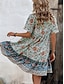 preiswerte Ausgefallene Kleider-Damen Minikleid Casual kleid Boho Chic Kleider Boho-Kleid Böhmen Ethnisch Brautkleider schlicht Urlaub Täglich Strand Lockere Passform Blumen Kurzarm V Ausschnitt Rote Grün Sommer Frühling