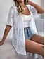 voordelige Blouses &amp;amp; Shirts-Dames Vest Vakantie Dagelijks Casual Heldere kleur Geribd V-hals Uitgesneden Gebreid Korte Mouw Normale tops breien Buiten Dagelijks Weekend Wit Blozend Roze Zomer Lente