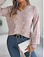 preiswerte Grafische Muster und Details-Damen Pullover Brautkleider schlicht Weich Herz Gerippt V Ausschnitt Strick Langarm Normale Oberteile Stricken Outdoor Täglich Wochenende Rosa Rote Herbst Winter