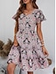 levne Boho šaty-Dámské Mini šaty Volnočasové šaty Áčkové šaty Boho šaty Vinobraní stylové Na běžné nošení Dovolená Denní Běžný Kašmírový vzor Krátký rukáv Do V Černá Fialová Jaro Podzim