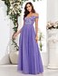 economico Abiti da sposa-Abiti da Ospite di Matrimonio A-Line Abito Elegante per Ospiti di Matrimonio Prom a Lunghezza Completa Senza Maniche Scollo a V Convertibile in Tulle Schiena a V con Ricamo di Paillettes