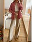 voordelige Overhemdjassen-Dames Overhemdjack Houd Warm Ademend Knop Zak Casual Effen Vakantie Straat Alledaagse kleding Uitgaan Enkele rij knopen Normaal Strijkijzer Normale pasvorm Lange mouw bovenkleding Rood Herfst Winter
