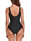 billiga One-piece-baddräkter-Dam Badkläder En bit Monokini Baddräkt Nät Öppen rygg Magkontroll Hög midja Smal Semester Standkläder Färgblock U-hals Ärmlös Baddräkter