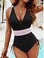 billiga One-piece-baddräkter-Dam Badkläder En bit Monokini Baddräkt Öppen rygg Magkontroll Hög midja Smal Semester Standkläder Ensfärgat V-hals Ärmlös Baddräkter