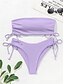 tanie Zestawy bikini-Damskie Stroje kąpielowe Bikini 2 szt Bezczelny Kostium kąpielowy Odkryte plecy Szczupła Urlop Stroje plażowe Jednokolorowe Bez rękawów Kostiumy kąpielowe