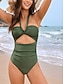 billiga One-piece-baddräkter-Dam Badkläder En bit 2 st Monokini Kjol Baddräkt Öppen rygg Magkontroll Hög midja Smal Semester Standkläder Blommig Halterneck Ärmlös Baddräkter
