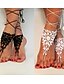 abordables Accesorios para mujeres-Delicadas sandalias descalzas de crochet con correa ajustable en el tobillo, ideales para bodas en la playa