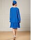 abordables Con chaqueta-Vestido Tres Piezas A-Line Vestido de la Madre de la Novia Boda en la Playa Elegante Tapa Incluida Cuello Joyas Largo de Rodilla Chiffon Sin Mangas con Volantes Color Sólido