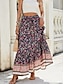 cheap Maxi Skirts-Women&#039;s Skirt A Line Swing Bohemia Fashion Casual Maxi High Waist Skirts Floral Print Micro-elastic Street Daily Red Navy Blue Green Summer Polyester