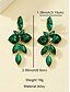 abordables Pendiente de mujer-Pendientes colgantes de cristal verde para mujer, elegante diseño de hojas, joyas llamativas y livianas para bodas, fiestas y ocasiones formales.