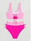 halpa Bikinisetit-Naisten Uima-asut Bikinit 2 kpl Alushousut Uimapuku Avoin selkä Ohut Korkeavyötäröinen Loma Ranta-asut Yhtenäinen väri V kaula-aukko Hihaton Uimapuvut