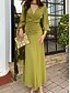 preiswerte abendkleider-Damen Maxidress Bodycon Smaragdgrünes Kleid Elegant kleid hochzeitsgast Verabredung Regular Fit Glatt Langarm V Ausschnitt Grün Sommer Frühling