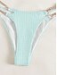 billige Bikinisæt-Dame Badetøj Bikini 2 stk Fræk badedragt Åben ryg Tynd Ferie Strand Tøj Helfarve Halterhals Uden ærmer Badedragter