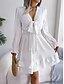 preiswerte Weiße Freizeitkleider-Damen Minikleid Casual kleid A Linie Kleid Elegant Kuschelig Stilvoll Urlaub Party Täglich Regular Fit Glatt Langarm V Ausschnitt Weiß Rosa Blau Frühling Herbst