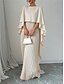 abordables Vestidos Ceremonia-Mujer Vestido maxi Vestido informal Vestido de una línea Elegante Básico Casual Vacaciones Diario Ajuste regular Plano Manga Larga Cuello Barco Negro Rojo Beige Verano Primavera