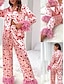 abordables Vêtements de nuit-Femme Ensemble de pyjama Décontractées Confort Cœur Taille elastique Chemise Pantalon Intérieur Saint Valentin du quotidien manche longue Col de Chemise Rose Claire Eté Printemps Automne Ample