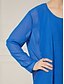 abordables Con chaqueta-Vestido Tres Piezas A-Line Vestido de la Madre de la Novia Boda en la Playa Elegante Tapa Incluida Cuello Joyas Largo de Rodilla Chiffon Sin Mangas con Volantes Color Sólido