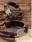 preiswerte Accessoires für Herren-Lederseilarmbänder für Herren im Wikingerstil mit Kompassdesign, verstellbarer Passform und nordischer Boho-Ästhetik für die Freizeit und den Außenbereich