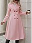 お買い得  トレンチコート-女性用 冬物コート 冬物ジャケット アウトドア ストリート 日常 秋 冬 ロング コート レギュラー 保温 高通気性 コンテンポラリー スタイリッシュ ジャケット 長袖 純色 ポケット付き ピンク