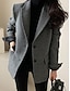 preiswerte Wintermäntel-Damen Blazer Sakko warm halten Atmungsaktiv Patchwork Tasche OL-Stil Modern Feste Farbe Büro / Geschäftlich Ausgehen Standard Umlegekragen Regular Fit Langarm Oberbekleidung Braun Grau Herbst Winter