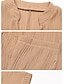 economico Vestito Semplice-Per donna Abito casual Mini abito Tasche Informale A V Manica corta Cachi Colore
