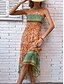 preiswerte Ausgefallene Kleider-Damen Maxidress Casual kleid Boho Chic Kleider Boho-Kleid Böhmen Stilvoll Brautkleider schlicht Urlaub Täglich Strand Lockere Passform Graphic Ärmellos V Ausschnitt Orange Sommer Frühling