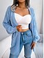 economico Cardigan Aperto-Per donna Felpa Cardigan Informale Morbido Colore puro Cavi Apertura anteriore Tasche Lavorato a maglia Manica lunga Maglie lunghe Maglia Esterno Giornaliero Fine settimana Blu Albicocca Autunno