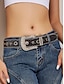 billige Damebelte-rhinestone-utsmykket westernbelte med glitrende spenne, justerbart motebelte for jeans, fester og fritidsklær