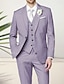 preiswerte Hochzeitsanzüge-Herren Hochzeit Leinenanzüge Gekerbtes Revers Cachi scuro Himmelblau Formell Einfarbig Figurbetonter Schnitt 3-teilig Einreiher - 1 Knopf