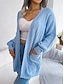 economico Cardigan Aperto-Per donna Felpa Cardigan Informale Morbido Colore puro Cavi Apertura anteriore Tasche Lavorato a maglia Manica lunga Maglie lunghe Maglia Esterno Giornaliero Fine settimana Blu Albicocca Autunno