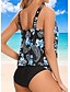 billige Tankinier-Dame Badetøj Tankini 2 stk Fræk badedragt Krøllede Folder Ferie Strand Tøj Blomstret Grafisk U-hals Uden ærmer Badedragter
