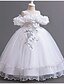 baratos Vestidos para Menina das Flores de Casamento-Vestido de Dama de Honra Comprimento de Chão Menina Flor Concurso  Desempenho Vestido de Formatura Bonito Chiffon com Laço(s) Camadas Plissadas Fit 3-16 Anos