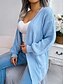 economico Cardigan Aperto-Per donna Felpa Cardigan Informale Morbido Colore puro Cavi Apertura anteriore Tasche Lavorato a maglia Manica lunga Maglie lunghe Maglia Esterno Giornaliero Fine settimana Blu Albicocca Autunno