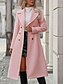 お買い得  トレンチコート-女性用 冬物コート 冬物ジャケット アウトドア ストリート 日常 秋 冬 ロング コート レギュラー 保温 高通気性 コンテンポラリー スタイリッシュ ジャケット 長袖 純色 ポケット付き ピンク