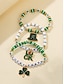 preiswerte Zubehör-Glücksbringer-Armbänder zum St. Patrick's Day – Stretch-Armbandset mit irischen grünen Perlen für Damen, festliche Feiertagsaccessoires mit Kleeblatt- und Buchstabendetails