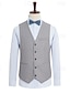 abordables Costumes de mariage-Pour des hommes Mariage Costumes en lin Bleu Ciel Gris Claire Couleur Unie Coupe sur mesure 2 pièces