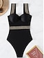 billiga One-piece-baddräkter-Dam Badkläder En bit Monokini Baddräkt Öppen rygg Magkontroll Hög midja Smal Semester Standkläder Ensfärgat V-hals Ärmlös Baddräkter